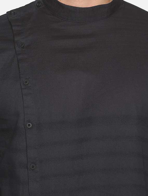 black solid asymmetric kurta - 18203311 -  Standard Image - 4