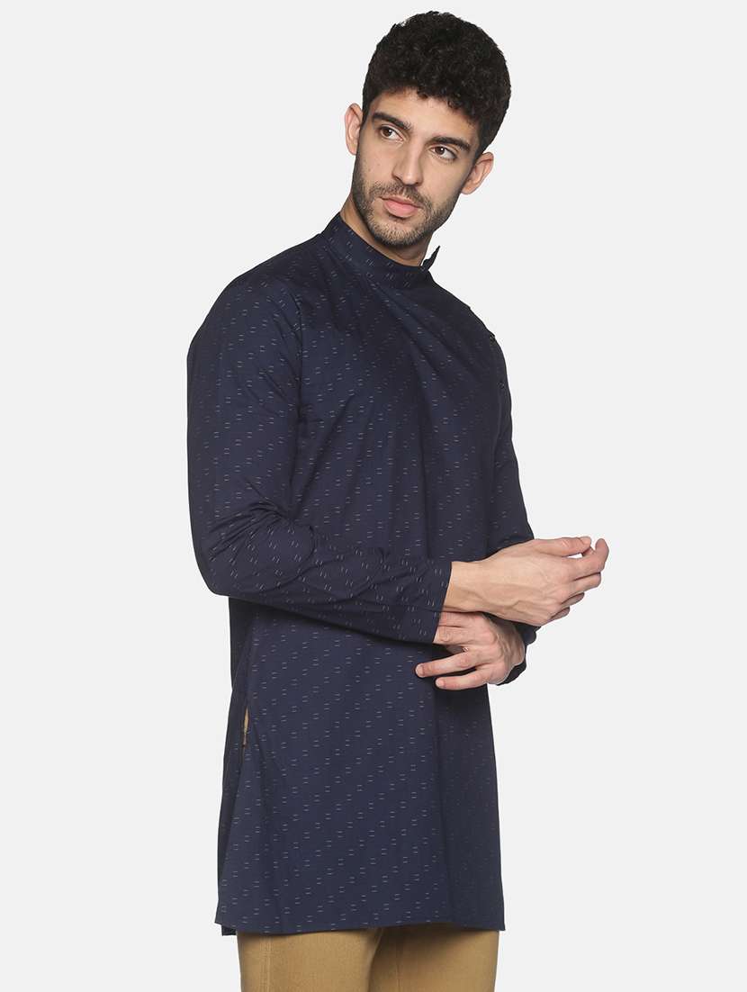 men solid mandarin neck short kurta - 18203315 -  Standard Image - 1