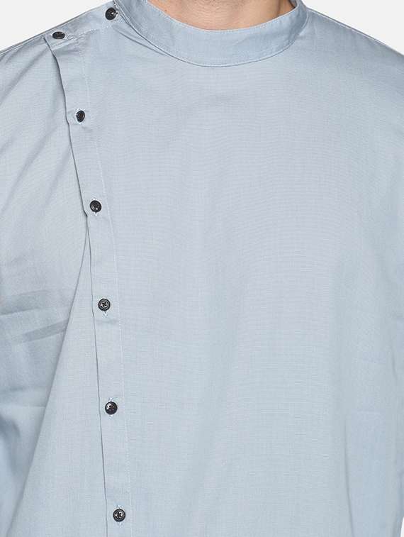 light blue solid medium kurta - 18203316 - Standard Image - 4
