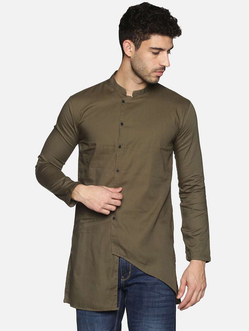 green solid medium kurta