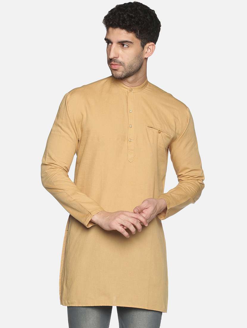 beige solid medium kurta