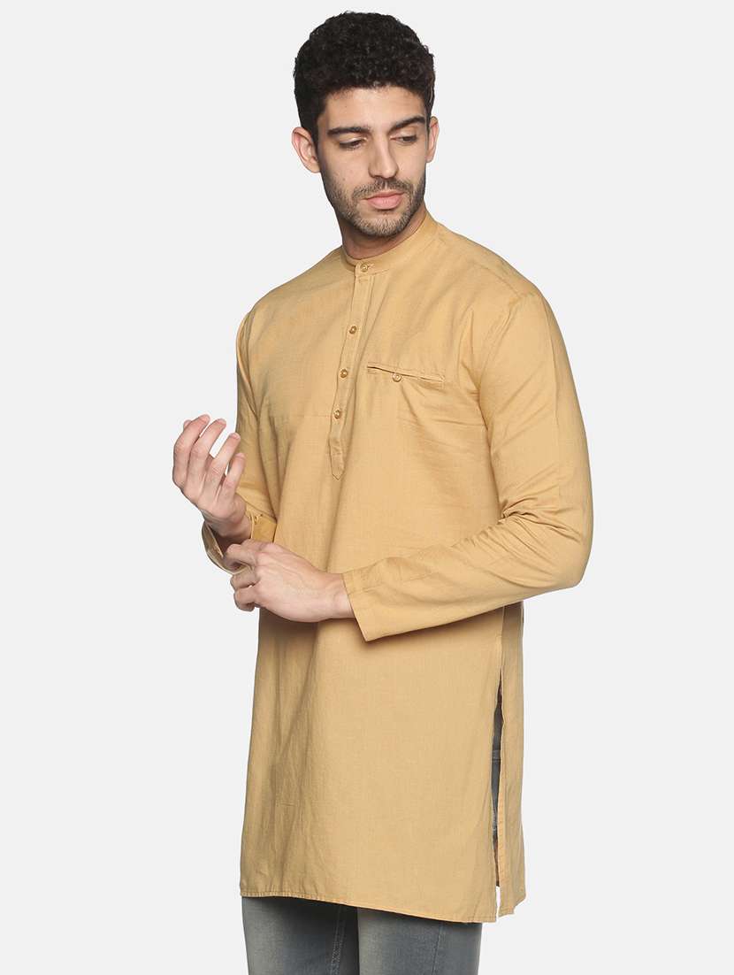 beige solid medium kurta - 18203322 -  Standard Image - 1