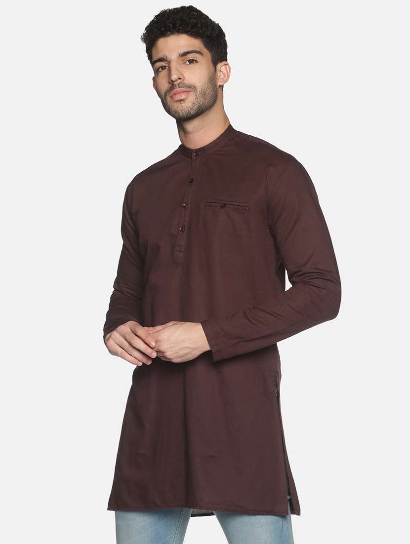 brown solid medium kurta - 18203323 -  Standard Image - 1