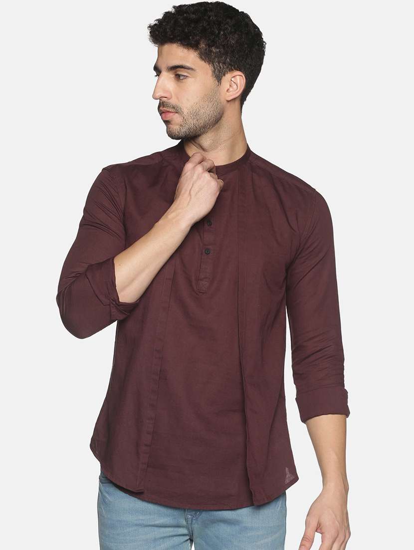 brown solid medium kurta