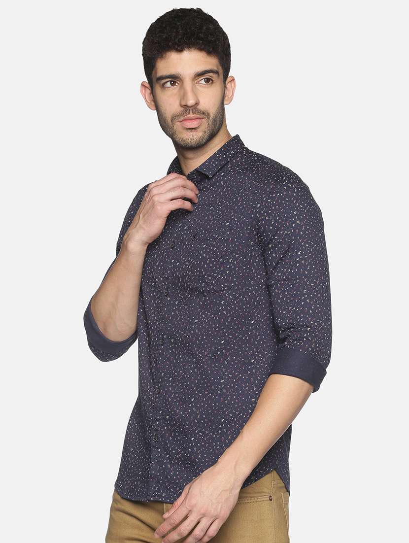 mens micro print casual shirt - 18203337 -  Standard Image - 1