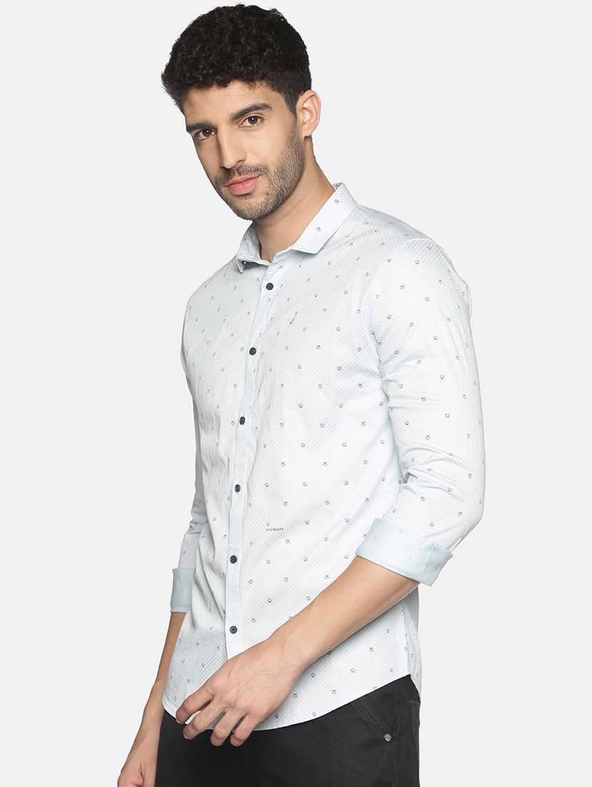 mens micro print casual shirt - 18203343 -  Standard Image - 1