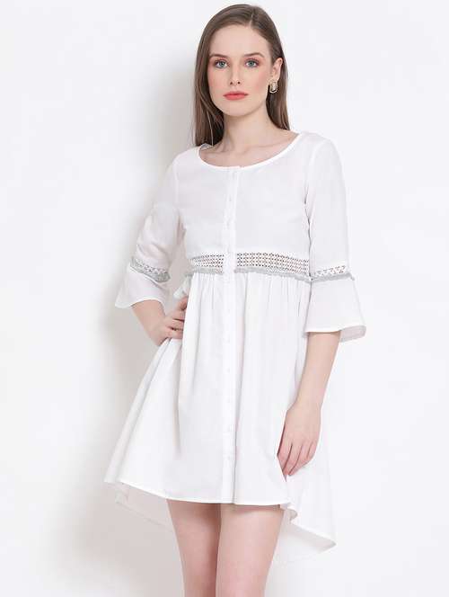 bell sleeved solid a-line  dress - 18204223 -  Standard Image - 0