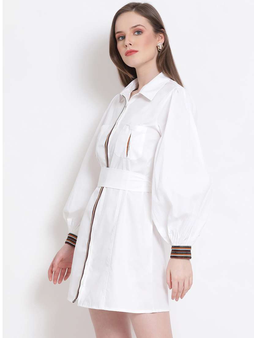 tie back solid shirt dress - 18204224 -  Standard Image - 1