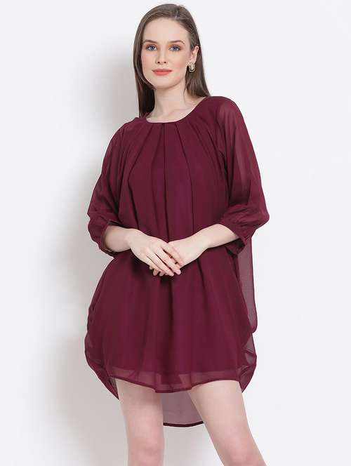 women's high low solid dress - 18204227 - Standard Image - 0