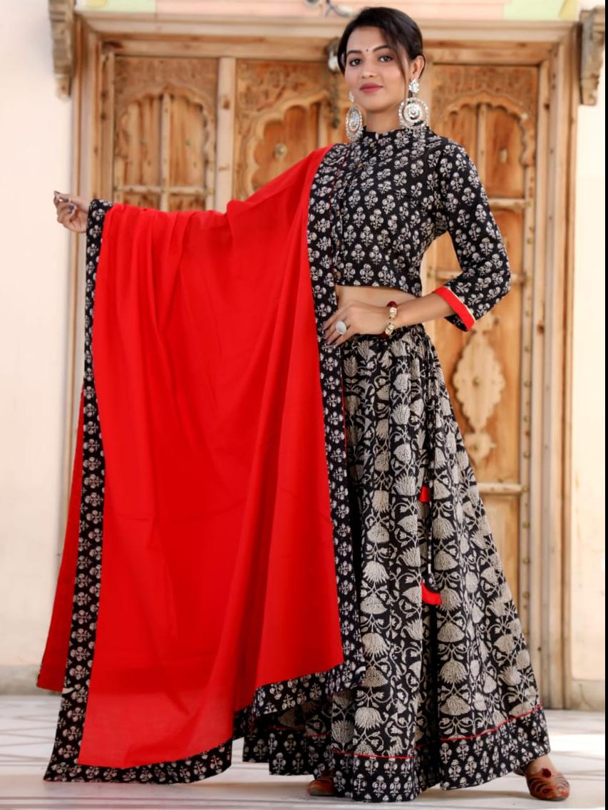 cotton bagru printed designer top and  - 18204240 -  Standard Image - 1