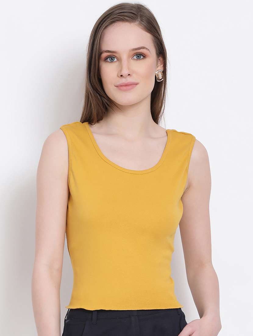women's crop scoop neck top