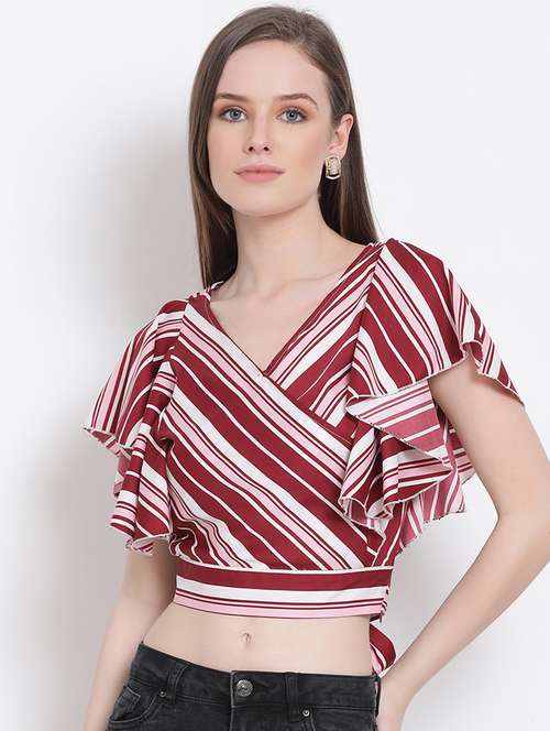 women's wrap overlap neck top - 18204946 -  Standard Image - 0