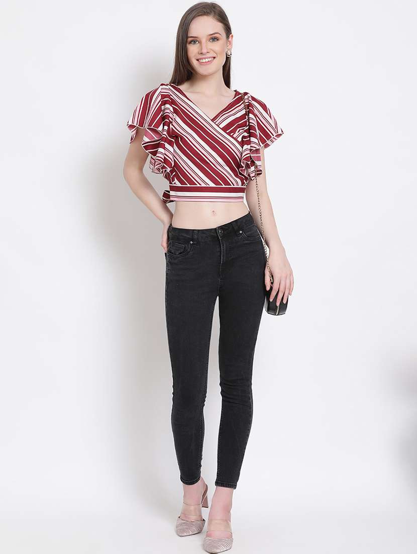 women's wrap overlap neck top - 18204946 - Standard Image - 4