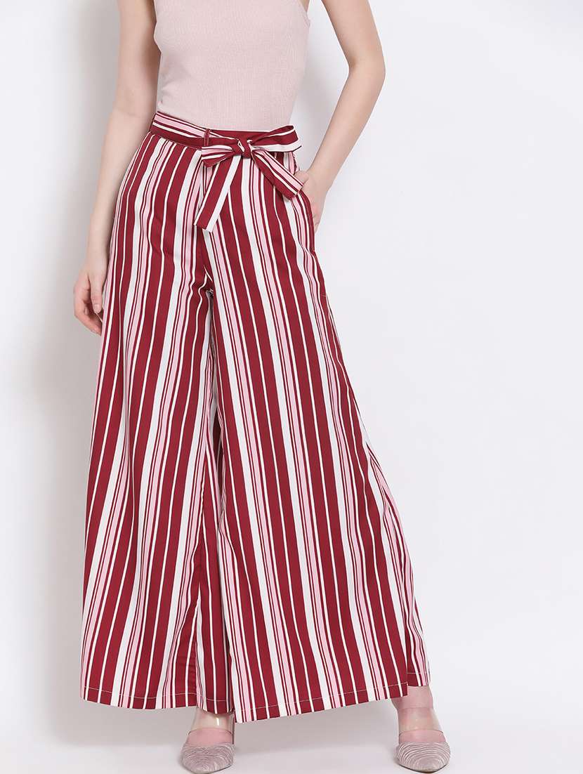 tie front striped palazzo
