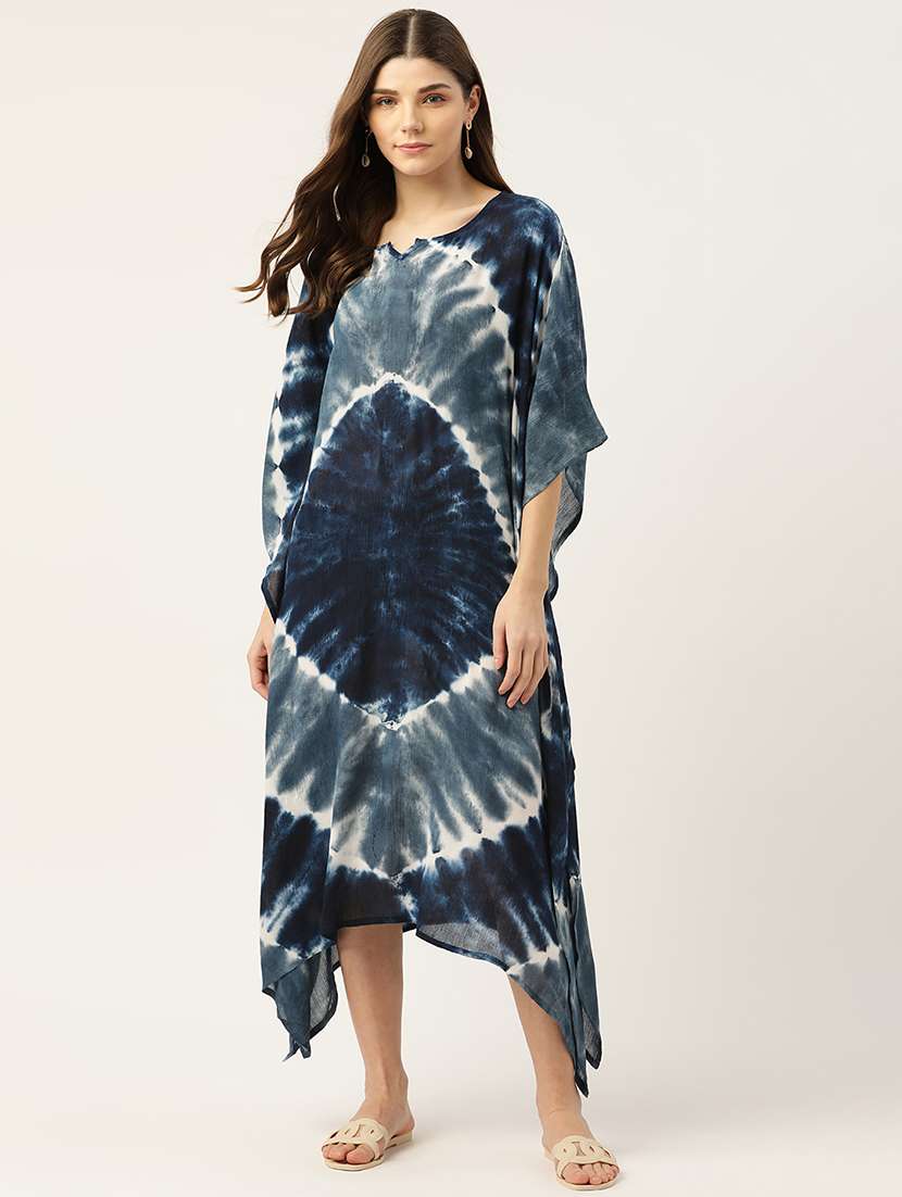 notch neck tie & dye kaftan