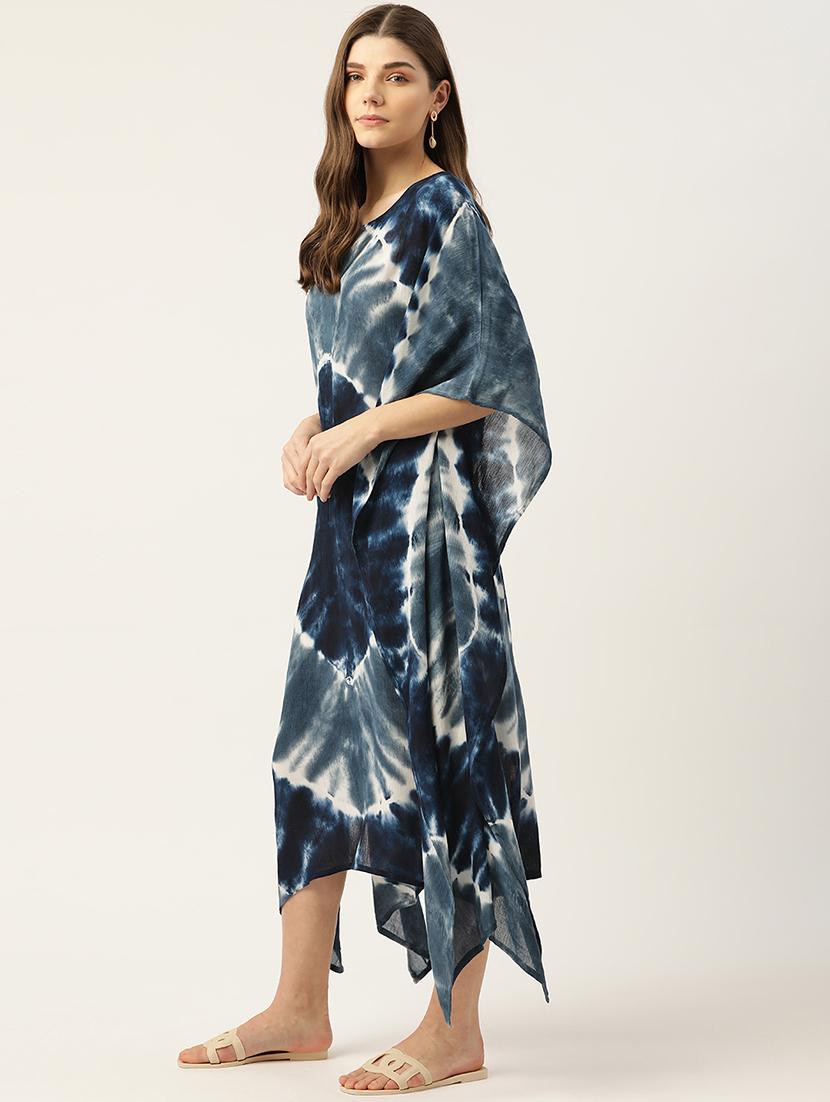 notch neck tie & dye kaftan - 18205392 -  Standard Image - 1