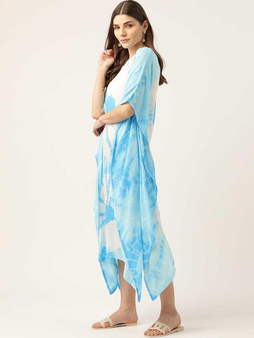 notch neck tie & dye maxi kaftan - 18205393 - Standard Image - 1