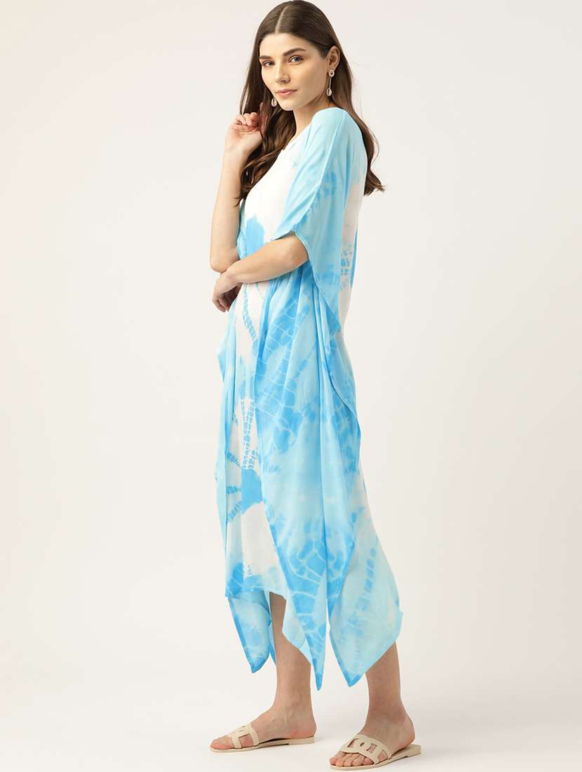 Notch Neck Tie & Dye Maxi Kaftan