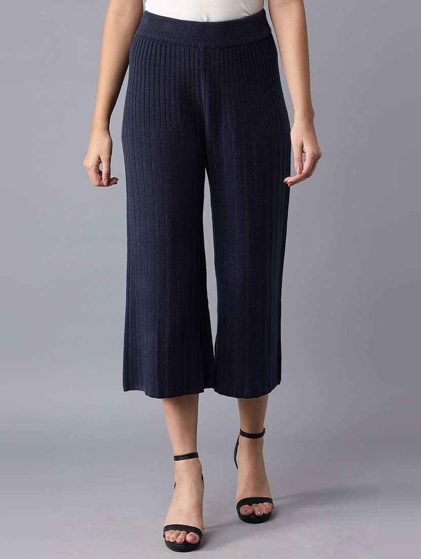 blue solid others trouser