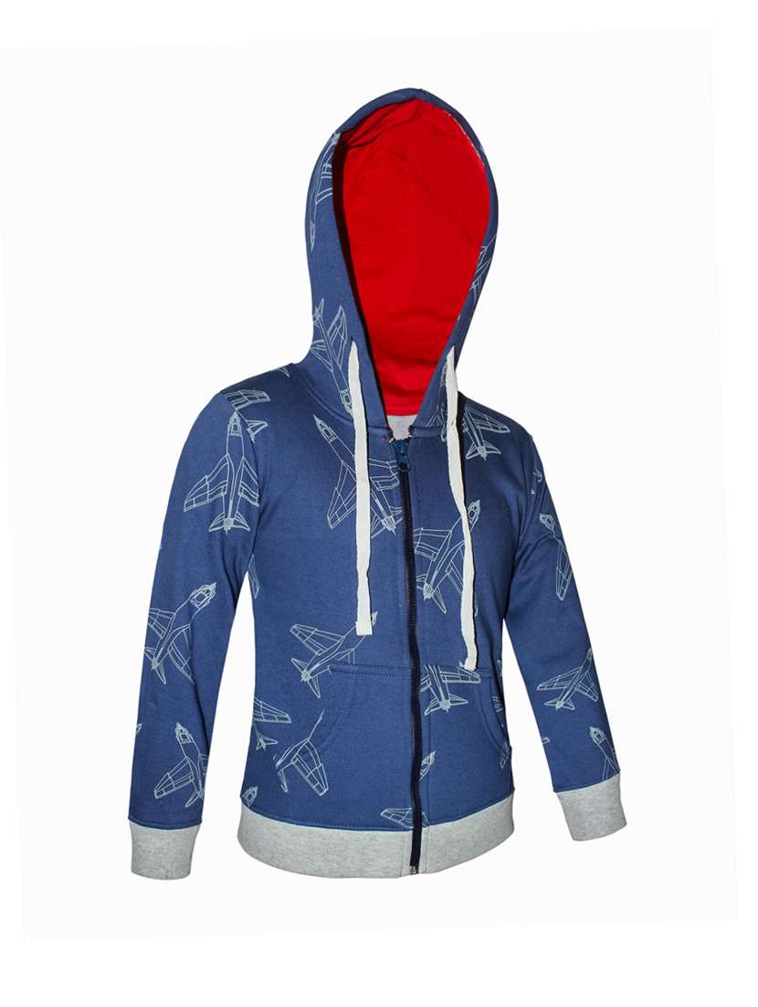 blue printed hooded sweatshirt - 18206598 -  Standard Image - 1