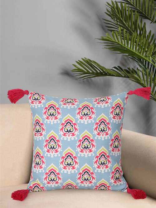 mezposh chintz grey & multi color polycotton damask square cushion cover (lxw : 16x16 inch) - 18207907 - Standard Image - 0