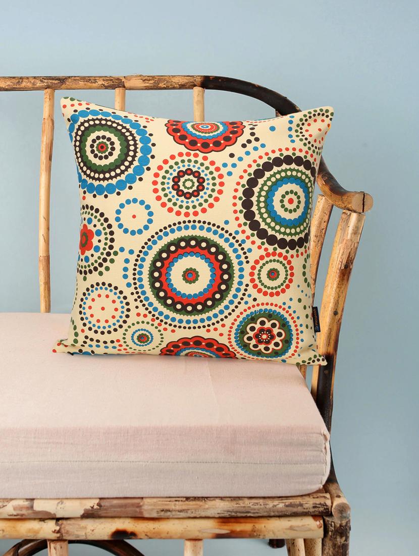 mezposh nomad light yellow & multi color canvas mandala square cushion cover (lxw : 20x20 inch) - 18207922 - Zoom Image - 0