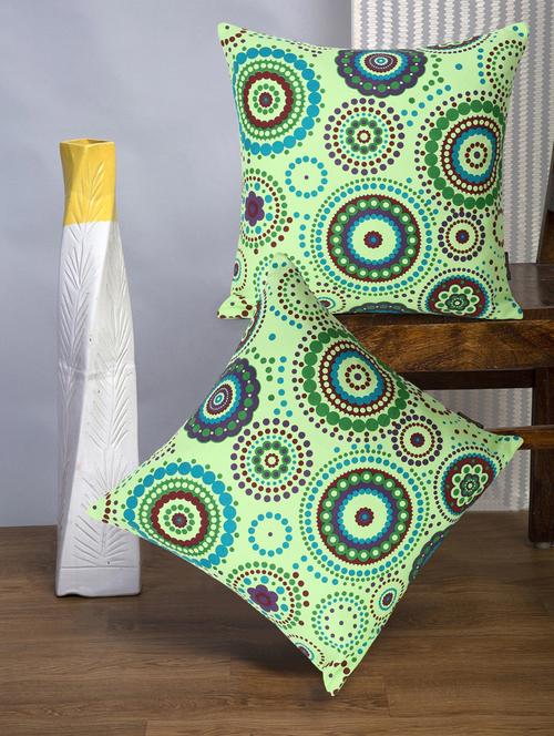 mezposh nomad light yellow & multi color cotton canvas mandala printed floor cushion covers (20x20 inch) set of 2 - 18207947 -  Standard Image - 0