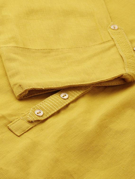 yellow cotton straight kurta - 18208437 - Standard Image - 4