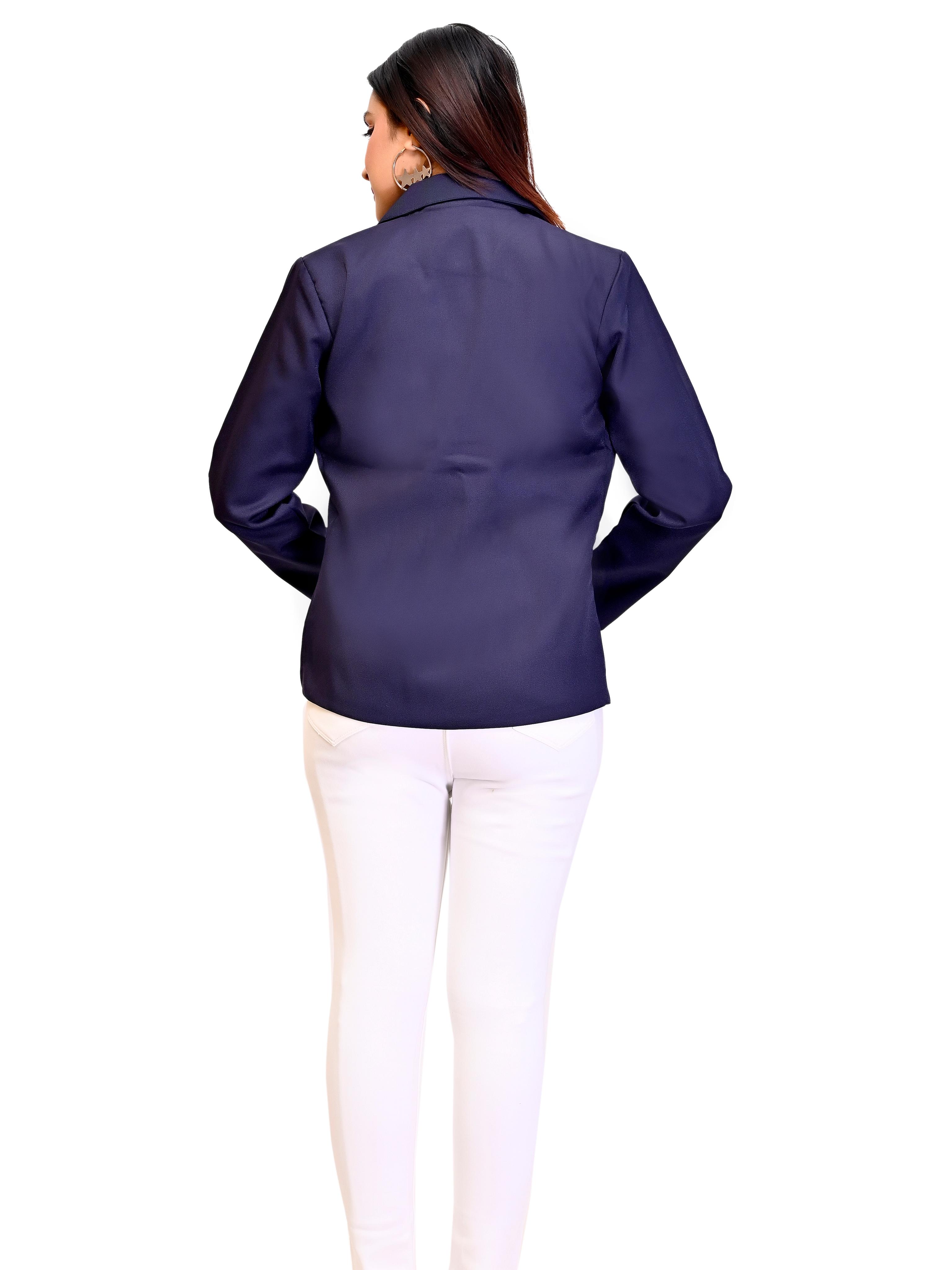 lapel neck solid blue formal blazer - 18208461 - Standard Image - 4