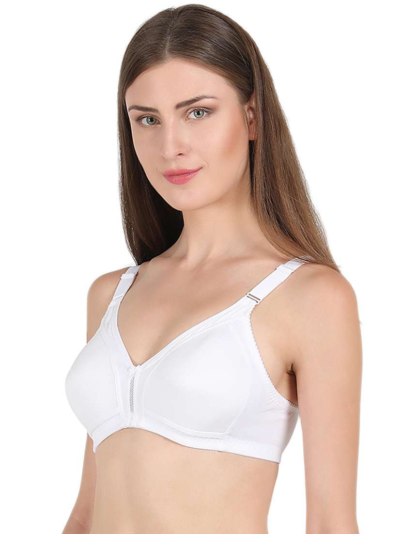 White Solid T Shirt Bra