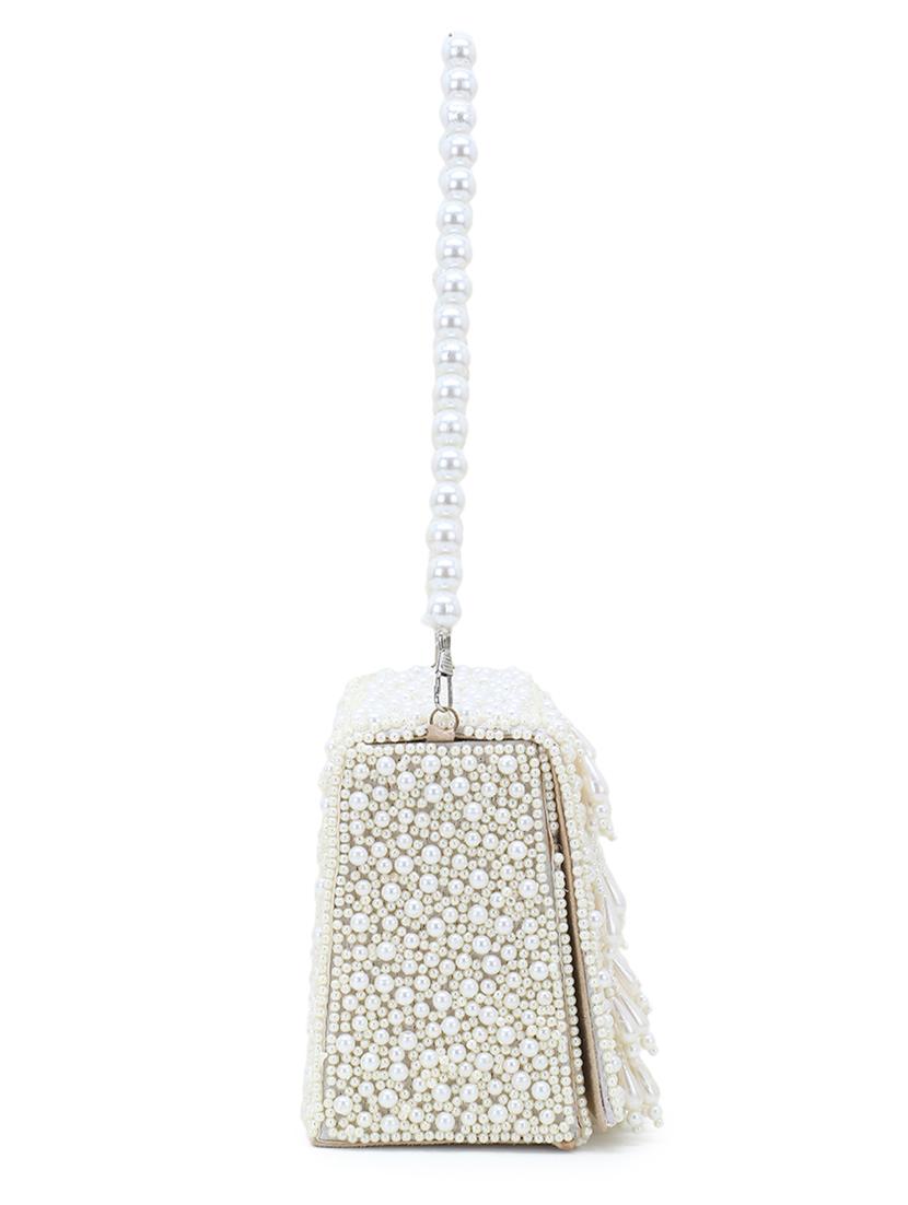 cream faux silk box clutch - 18209758 - Standard Image - 4