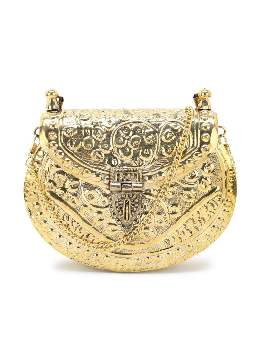 gold metal box clutch - 18209764 - Standard Image - 4