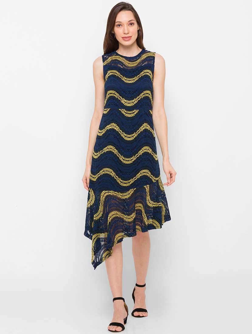 women's asymmetric self design dress - 18210226 -  Standard Image - 1