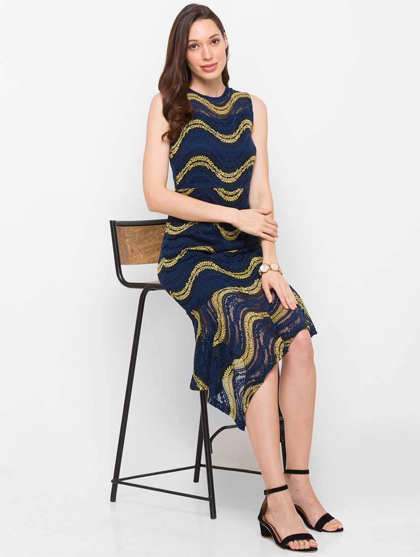 women's asymmetric self design dress - 18210226 -  Standard Image - 4