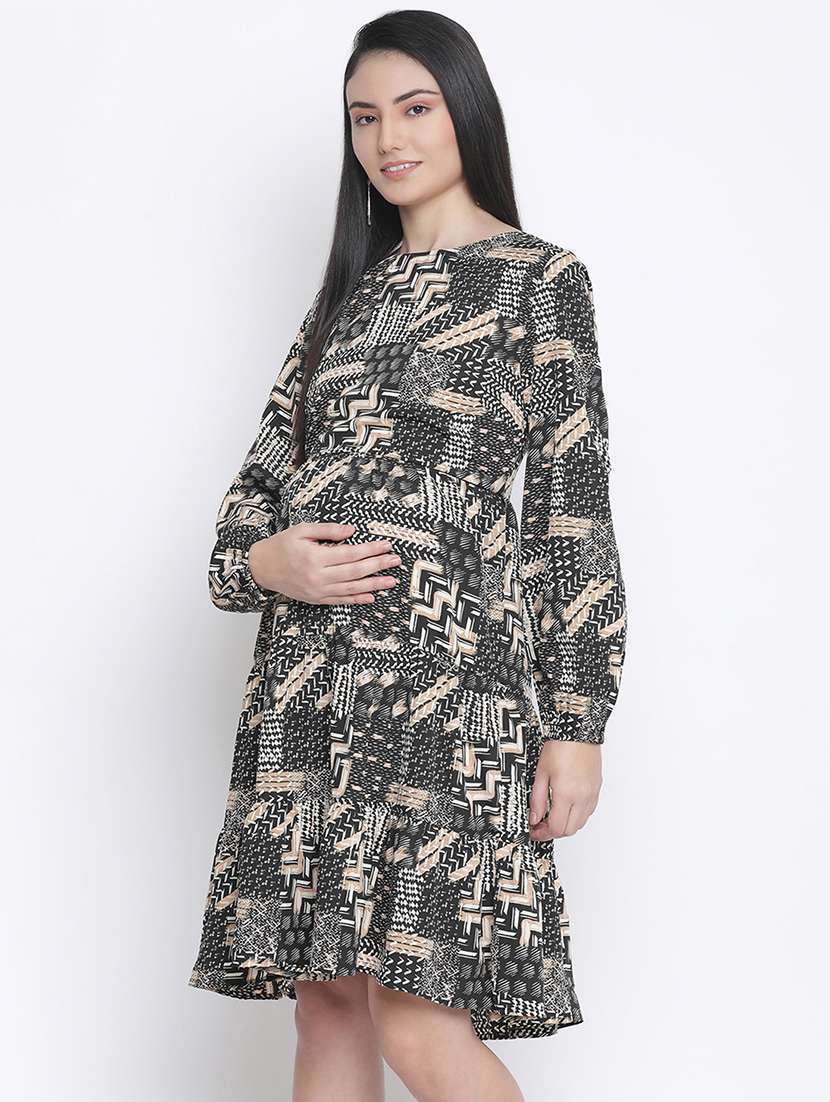 women long sleeves printed maternity dress - 18210694 -  Standard Image - 1