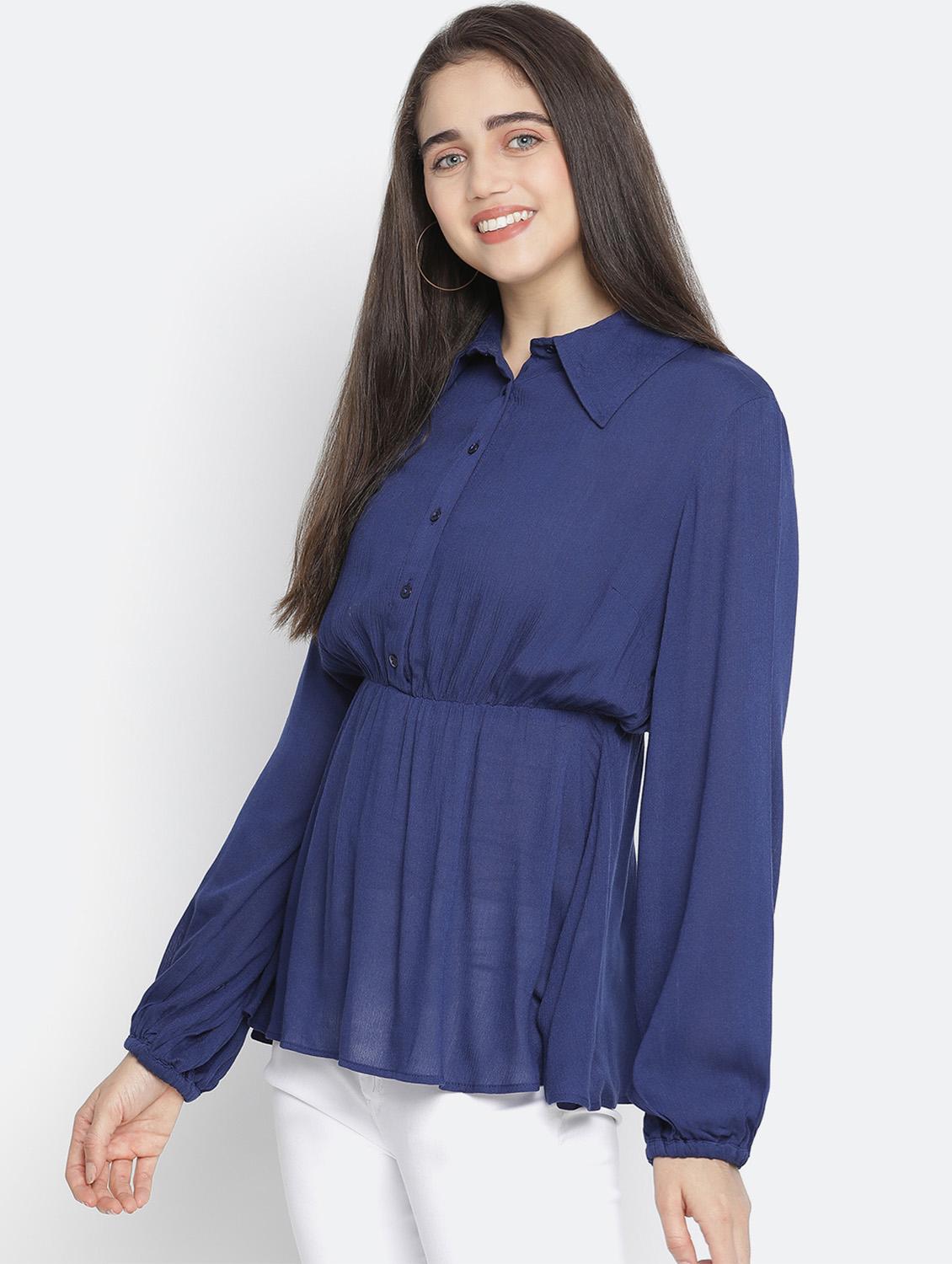 women's peplum collared top - 18210724 - Standard Image - 1