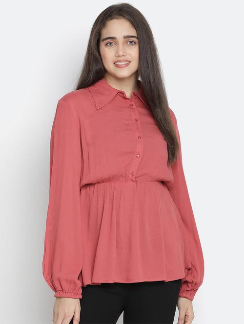 women's straight collared top - 18210725 - Standard Image - 0