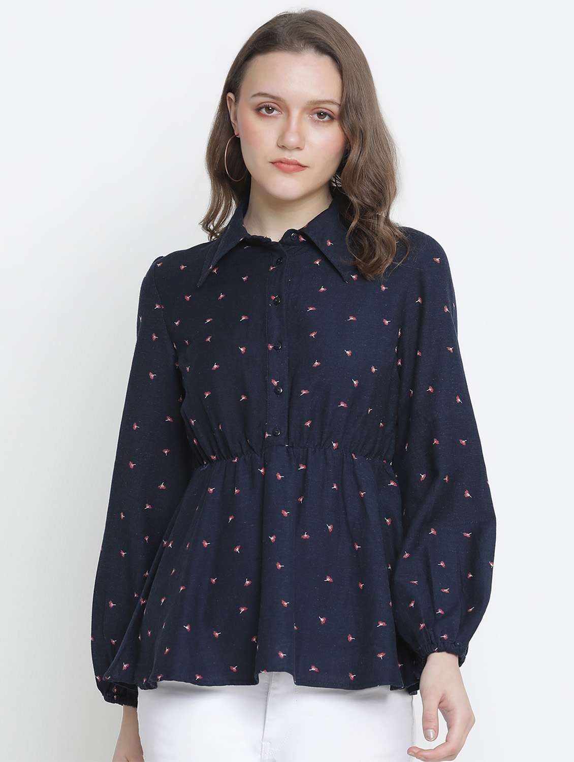long sleeved printed top