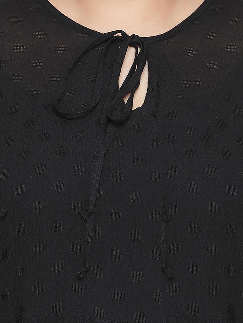 women's a line tie-up neck top - 18210738 - Standard Image - 4