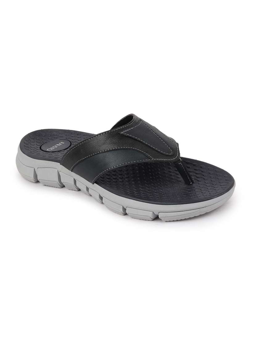 black pu slip on slippers