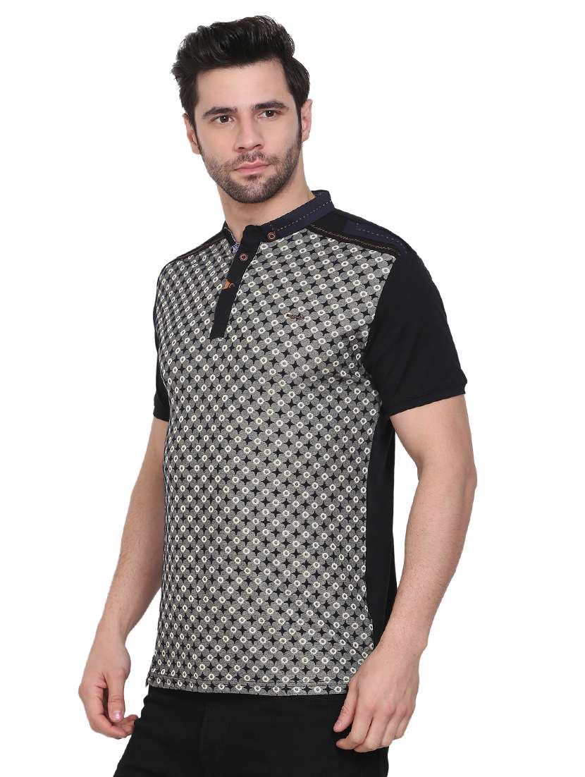 black printed polo t-shirt - 18212198 -  Standard Image - 1