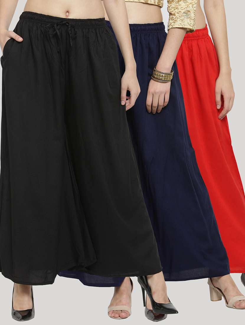 set of 3 solid palazzo 