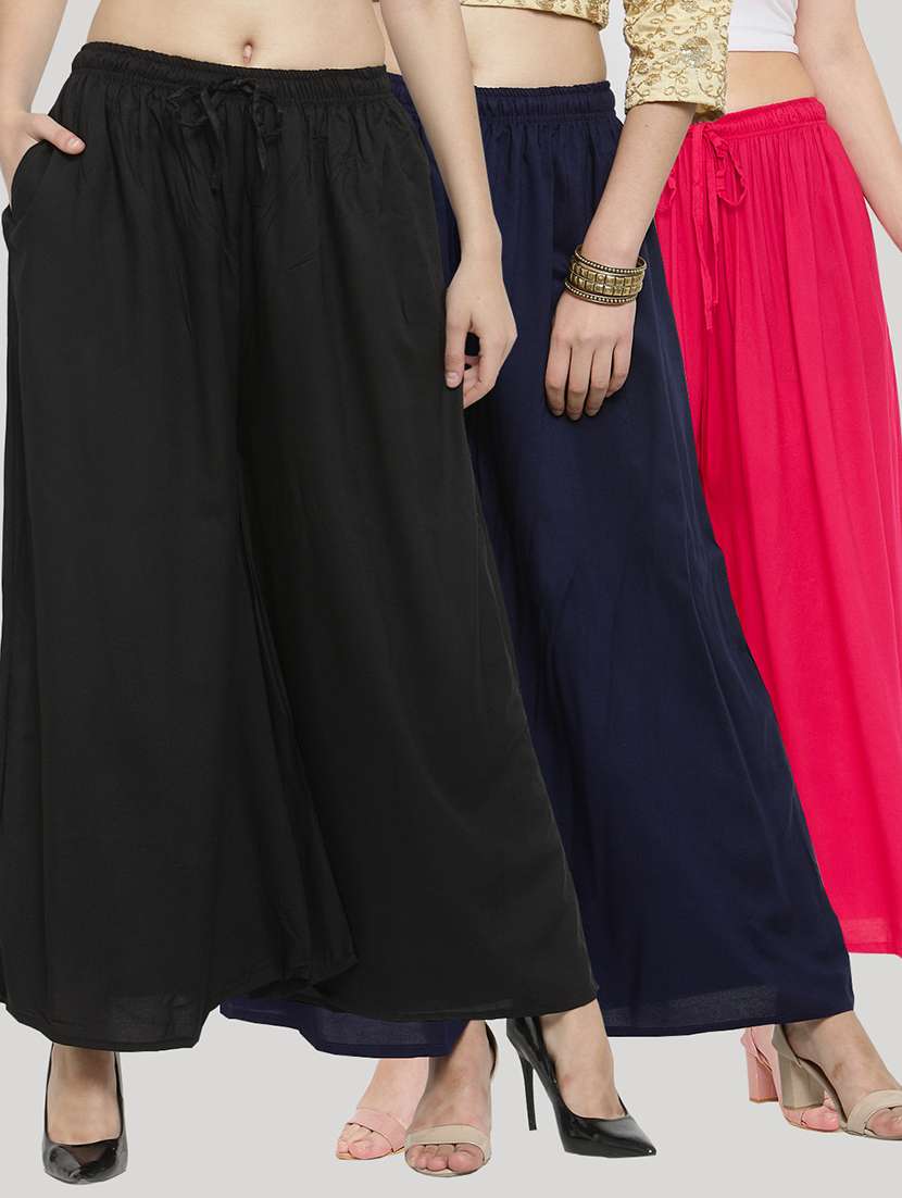 set of 3 solid palazzo 