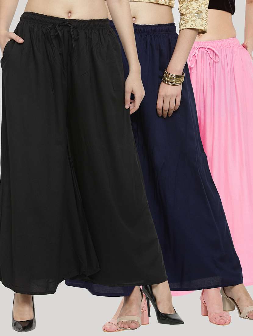 set of 3 solid palazzo  - 18212390 -  Zoom Image - 0