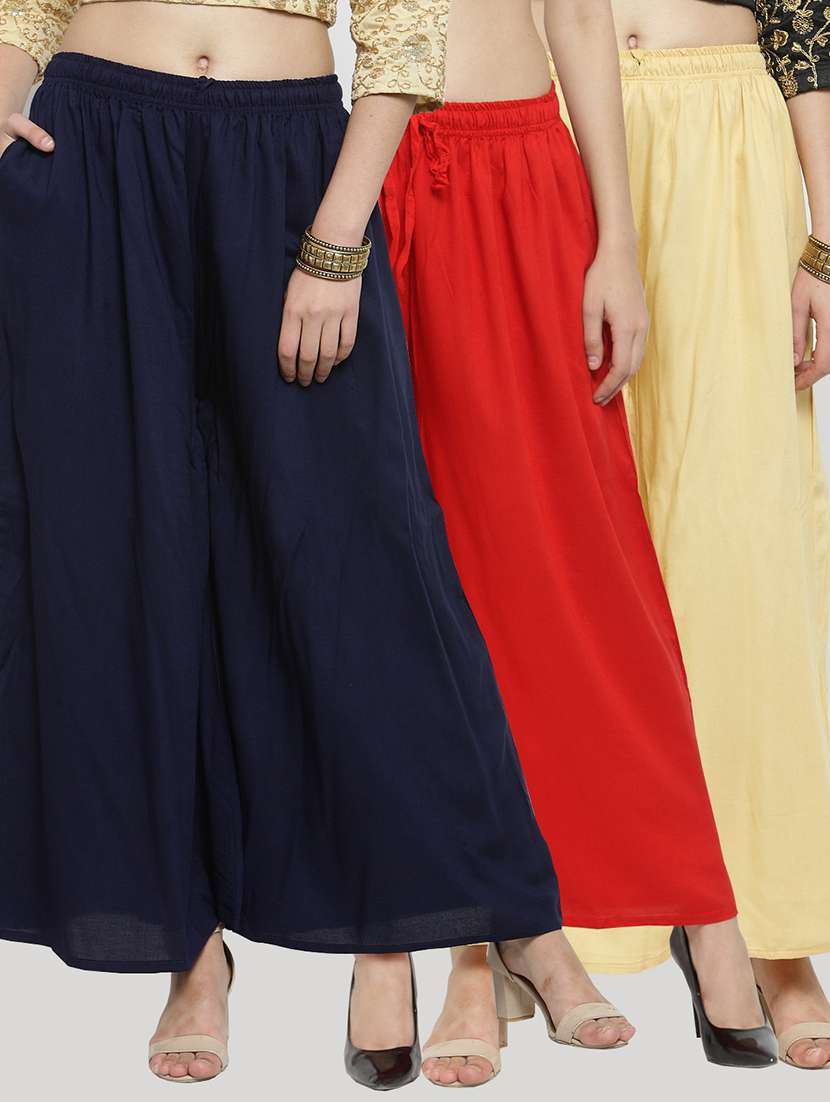 set of 3 solid palazzo 