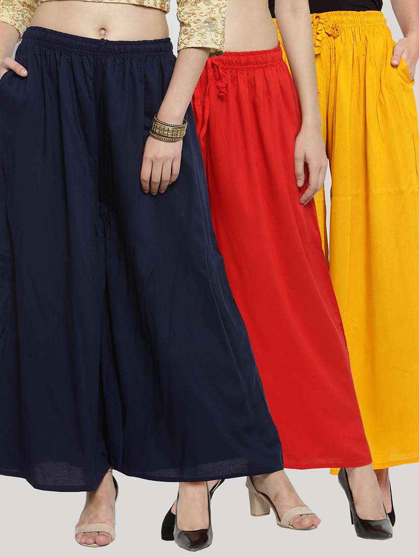 set of 3 solid palazzo 