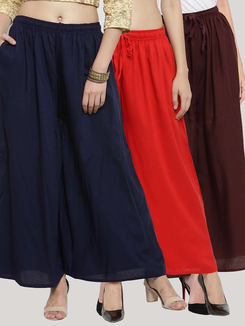 set of 3 solid palazzo 