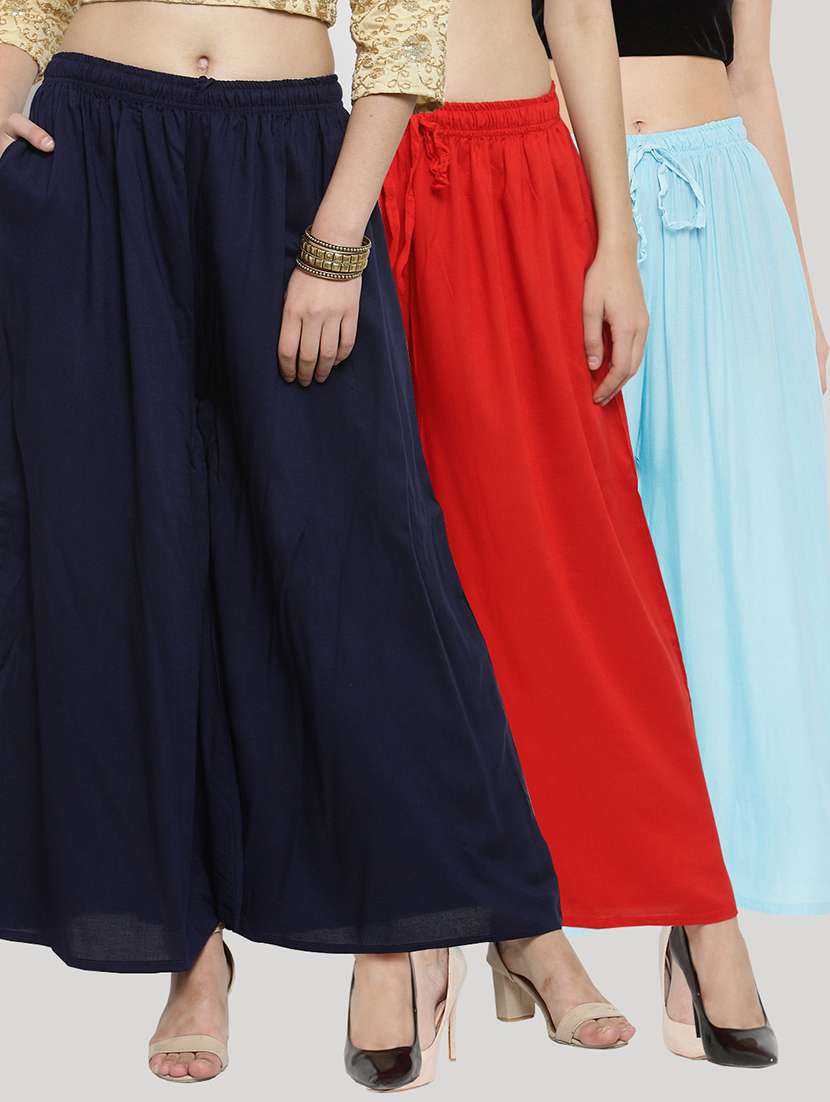 set of 3 solid palazzo 