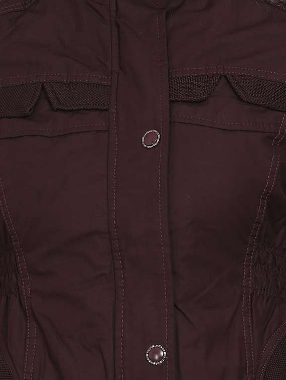 women brown solid long sleeve bomber jacket - 18212628 -  Standard Image - 4