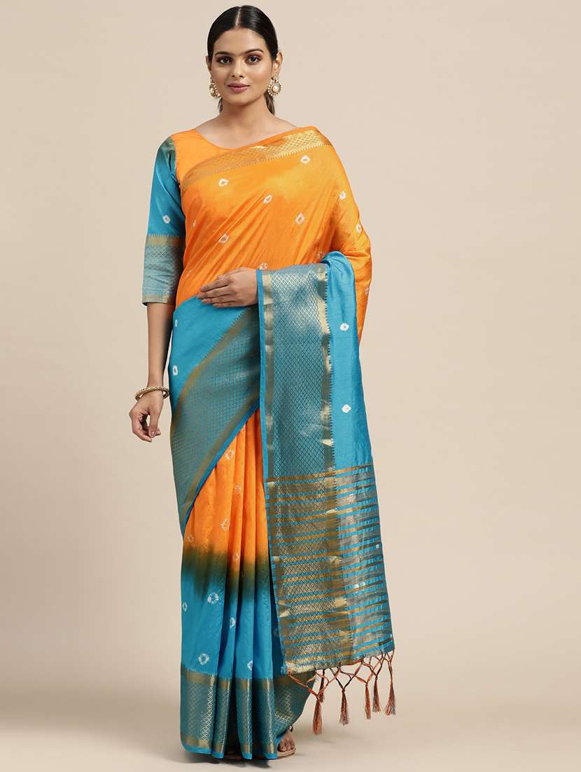 bandhani woven saree with blouse